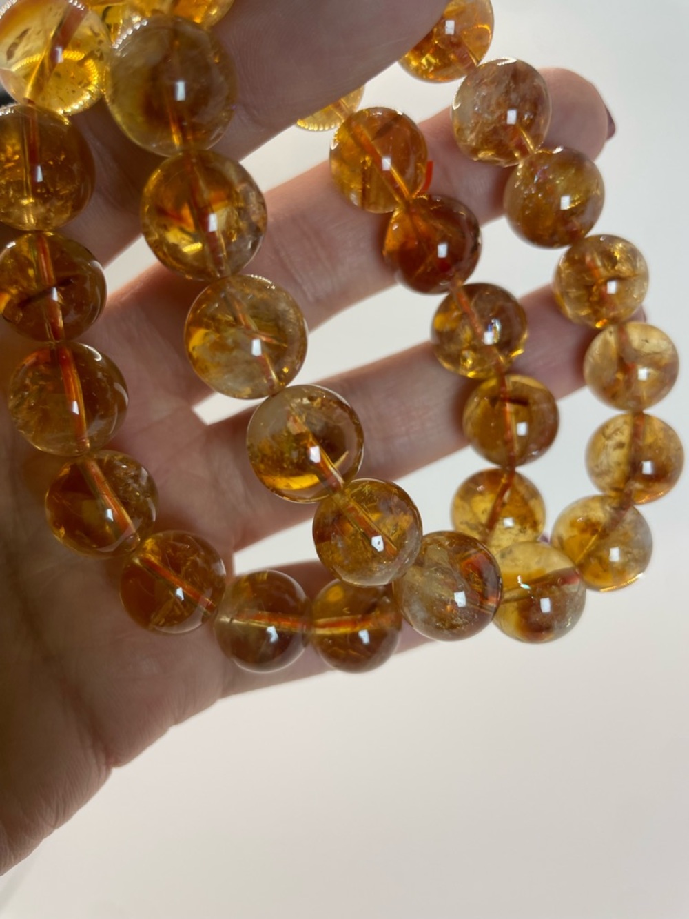 ONE Citrine with Rainbows Bead Stretch Bracelet -12mm (0130) - Picture 2 of 5